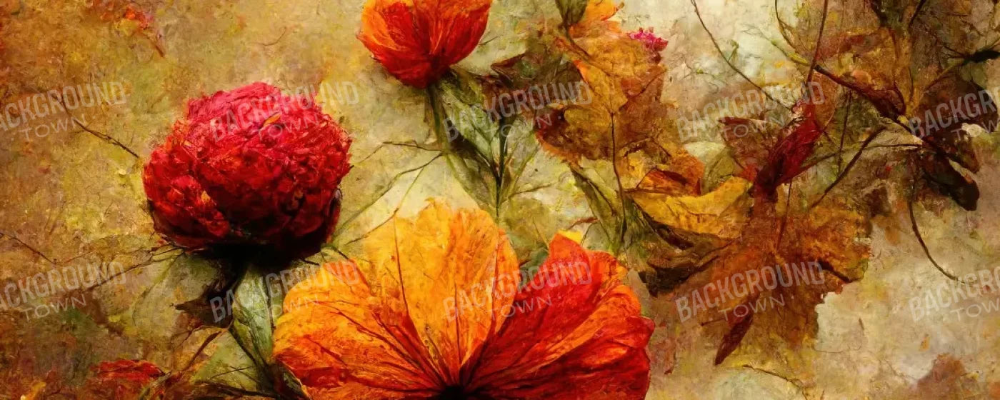 Autumn Flowers 20’X8’ Ultracloth (240 X 96 Inch) Backdrop