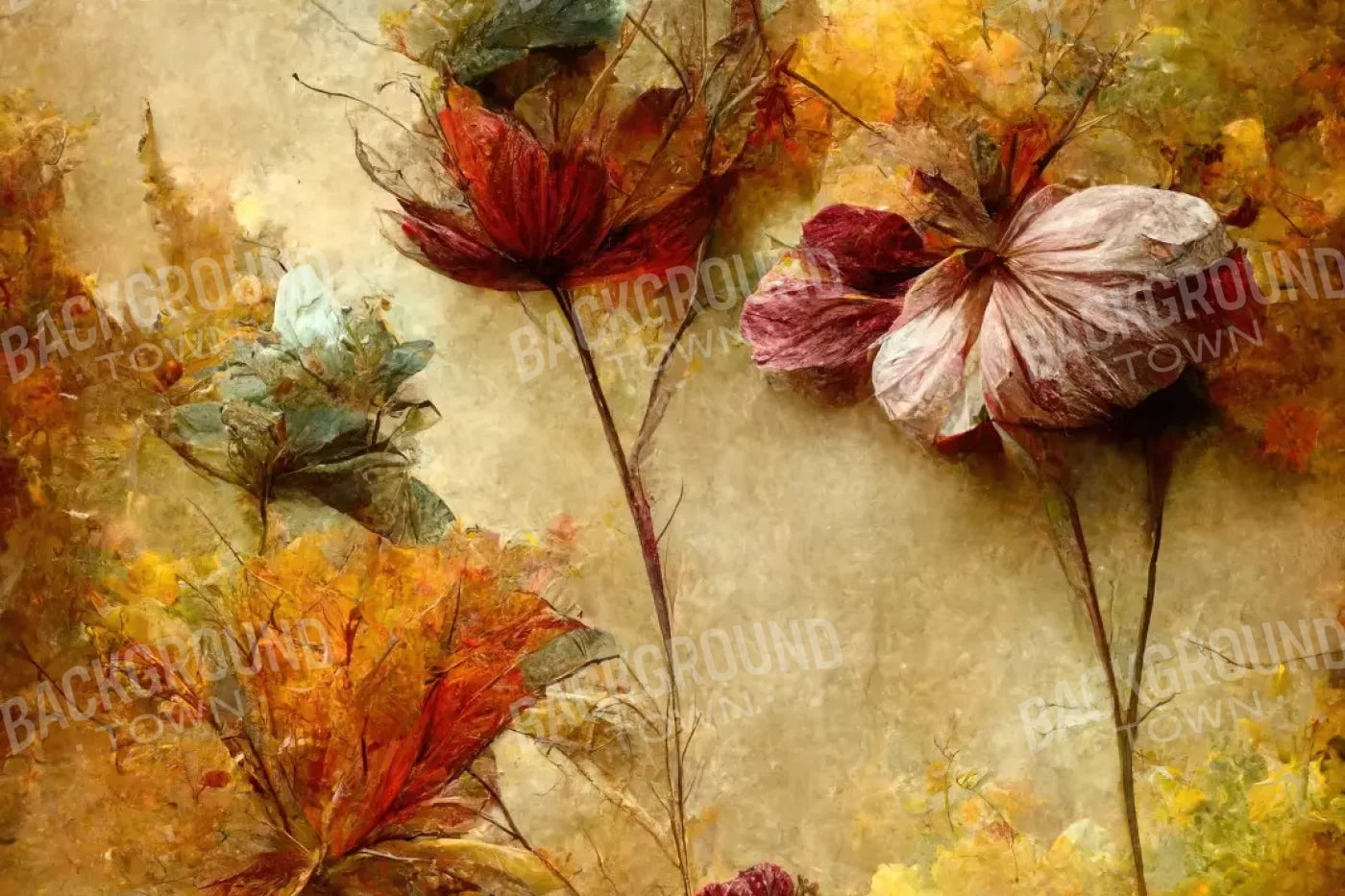 Autumn Flowers Iii 12’X8’ Ultracloth (144 X 96 Inch) Backdrop