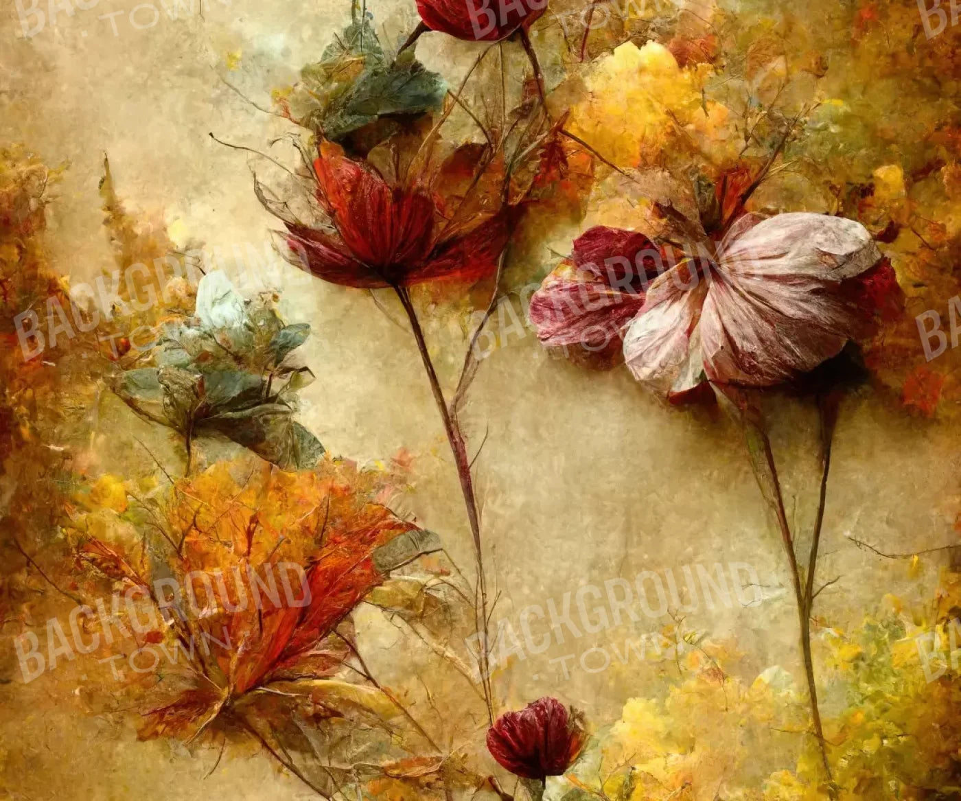 Autumn Flowers Iii 5’X4’2 Fleece (60 X 50 Inch) Backdrop