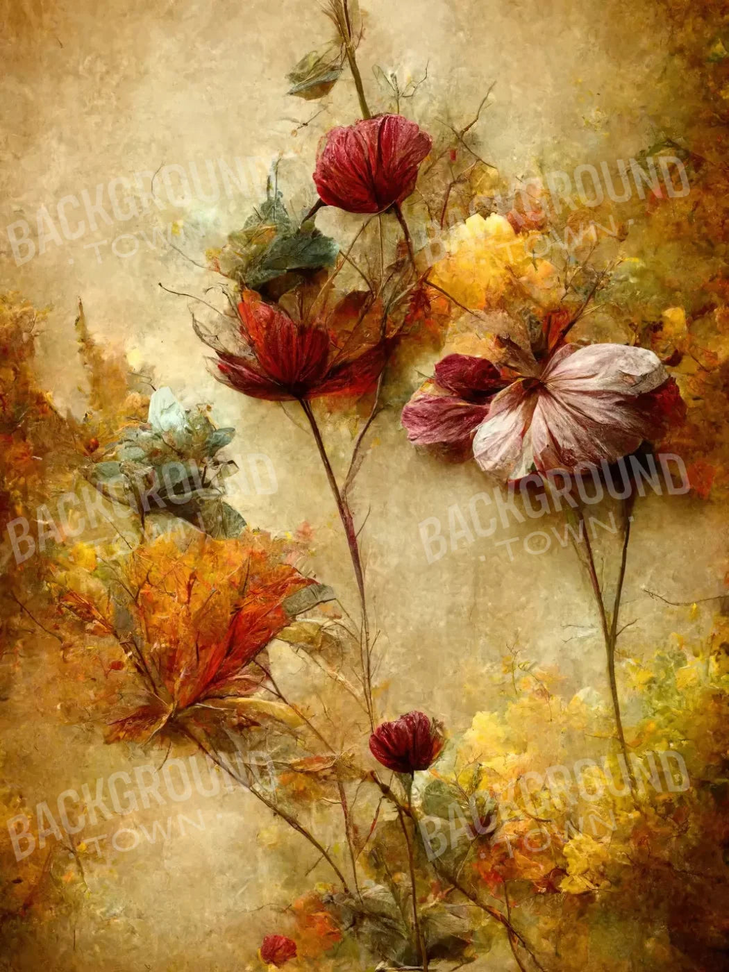 Autumn Flowers Iii 6’X8’ Fleece (72 X 96 Inch) Backdrop