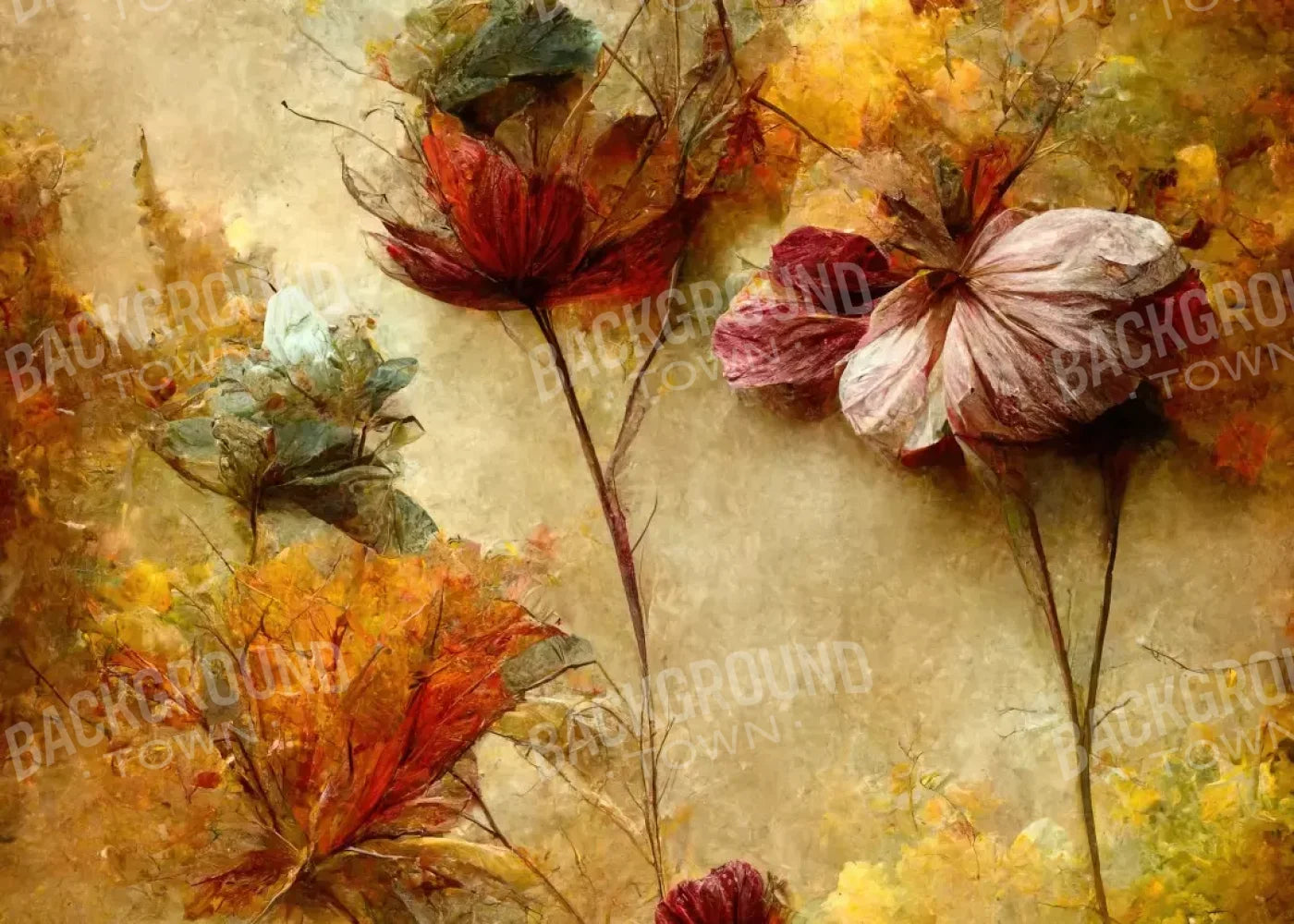 Autumn Flowers Iii 7’X5’ Ultracloth (84 X 60 Inch) Backdrop