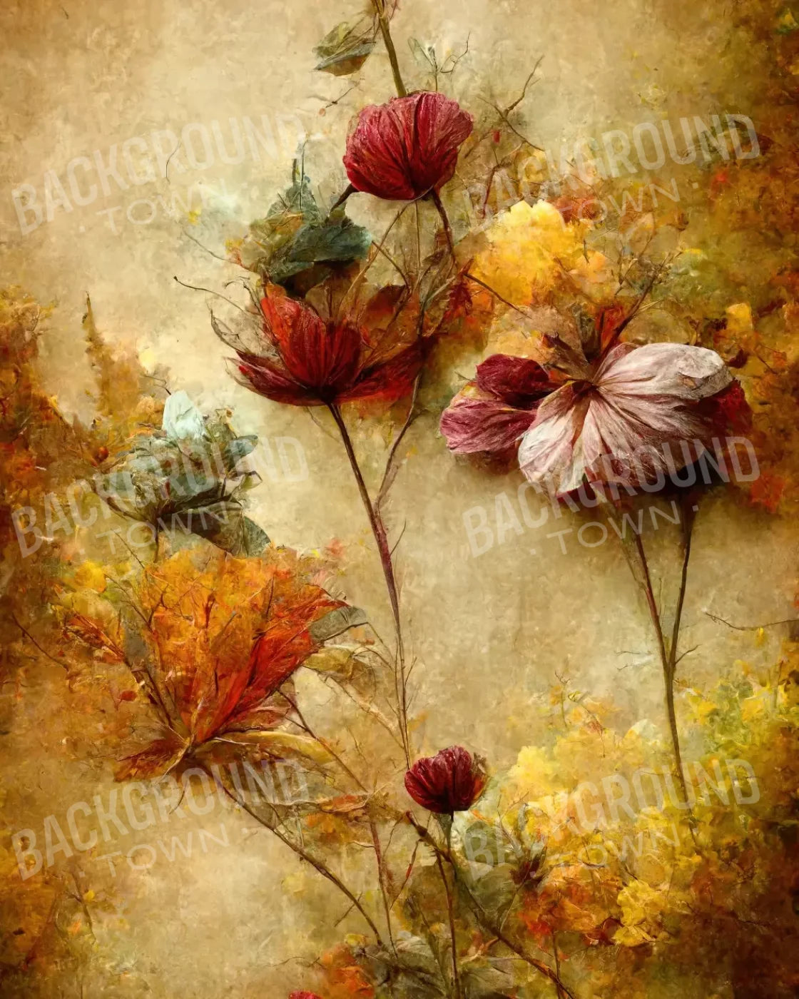 Autumn Flowers Iii 8’X10’ Fleece (96 X 120 Inch) Backdrop