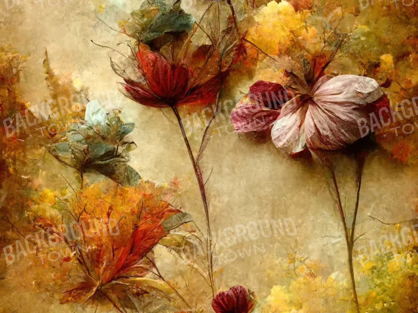 Autumn Flowers Iii 8’X6’ Fleece (96 X 72 Inch) Backdrop