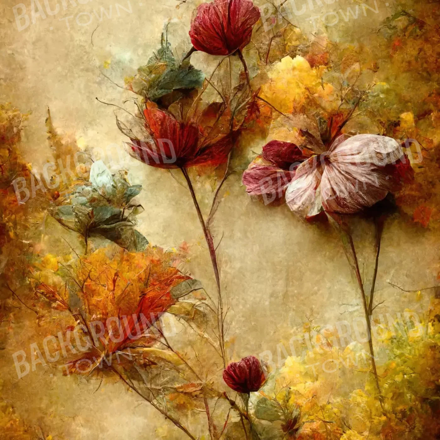 Autumn Flowers Iii 8’X8’ Fleece (96 X Inch) Backdrop