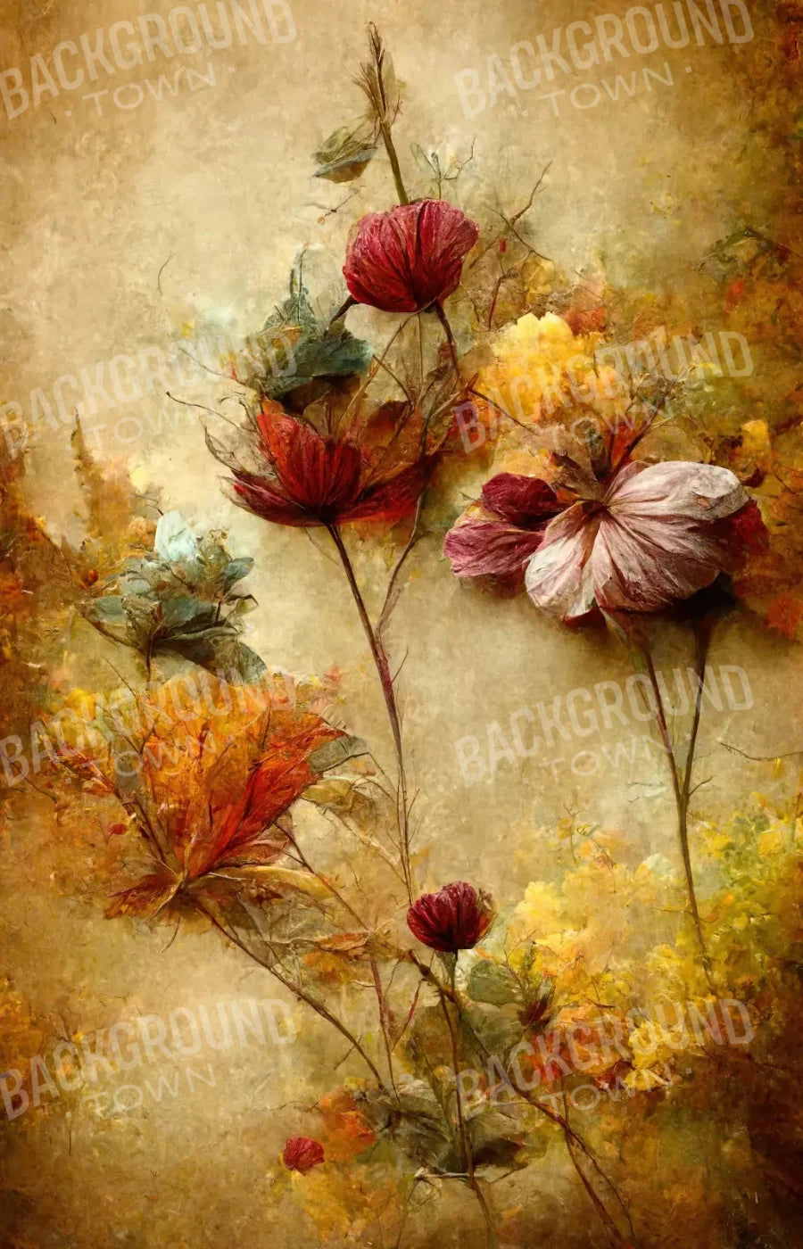 Autumn Flowers Iii 9’X14’ Ultracloth (108 X 168 Inch) Backdrop