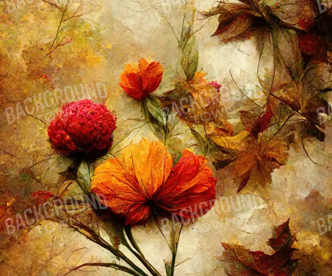 Autumn Flowers 5’X4’2 Fleece (60 X 50 Inch) Backdrop