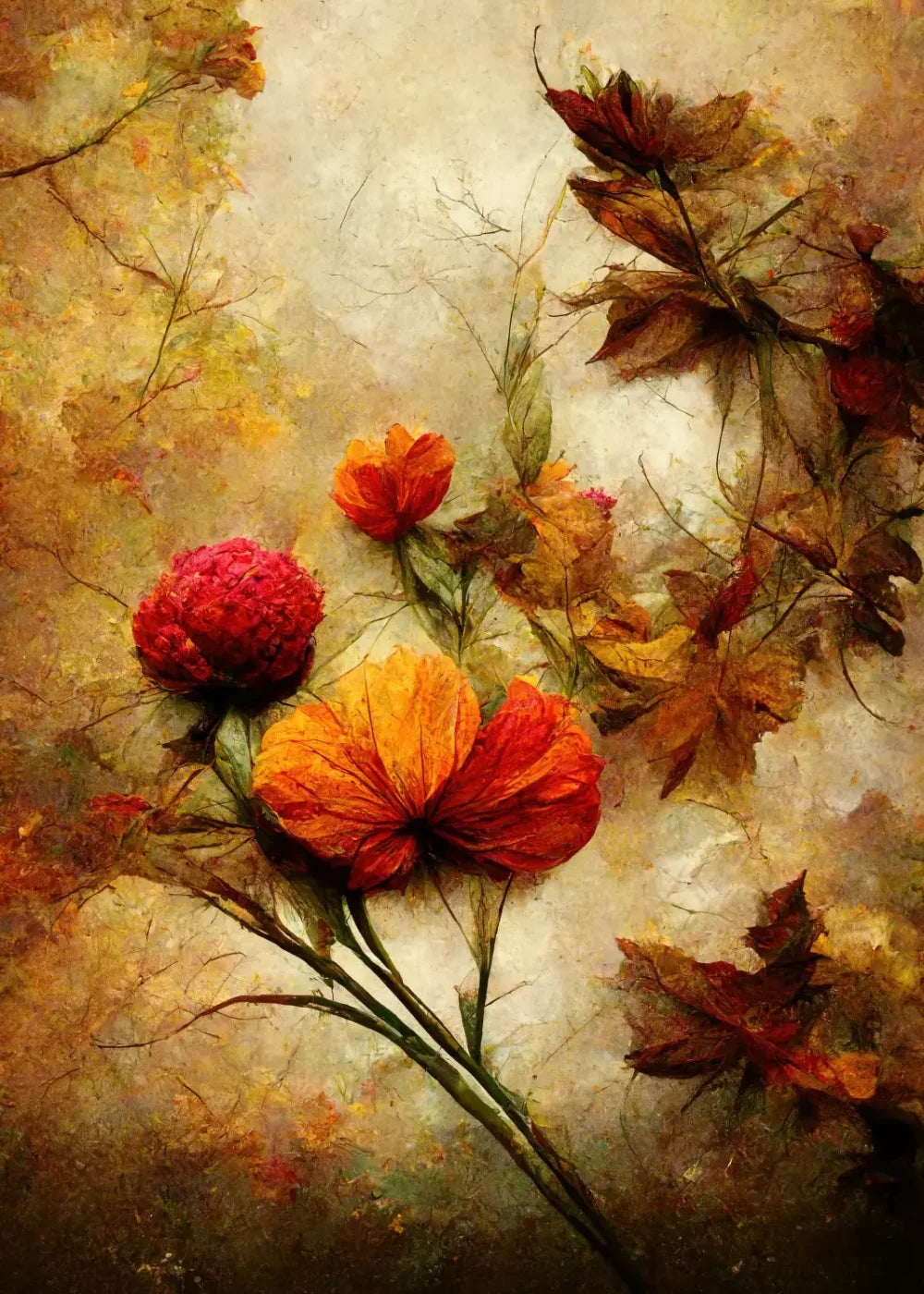 Autumn Flowers 5’X7’ Ultracloth (60 X 84 Inch) Backdrop