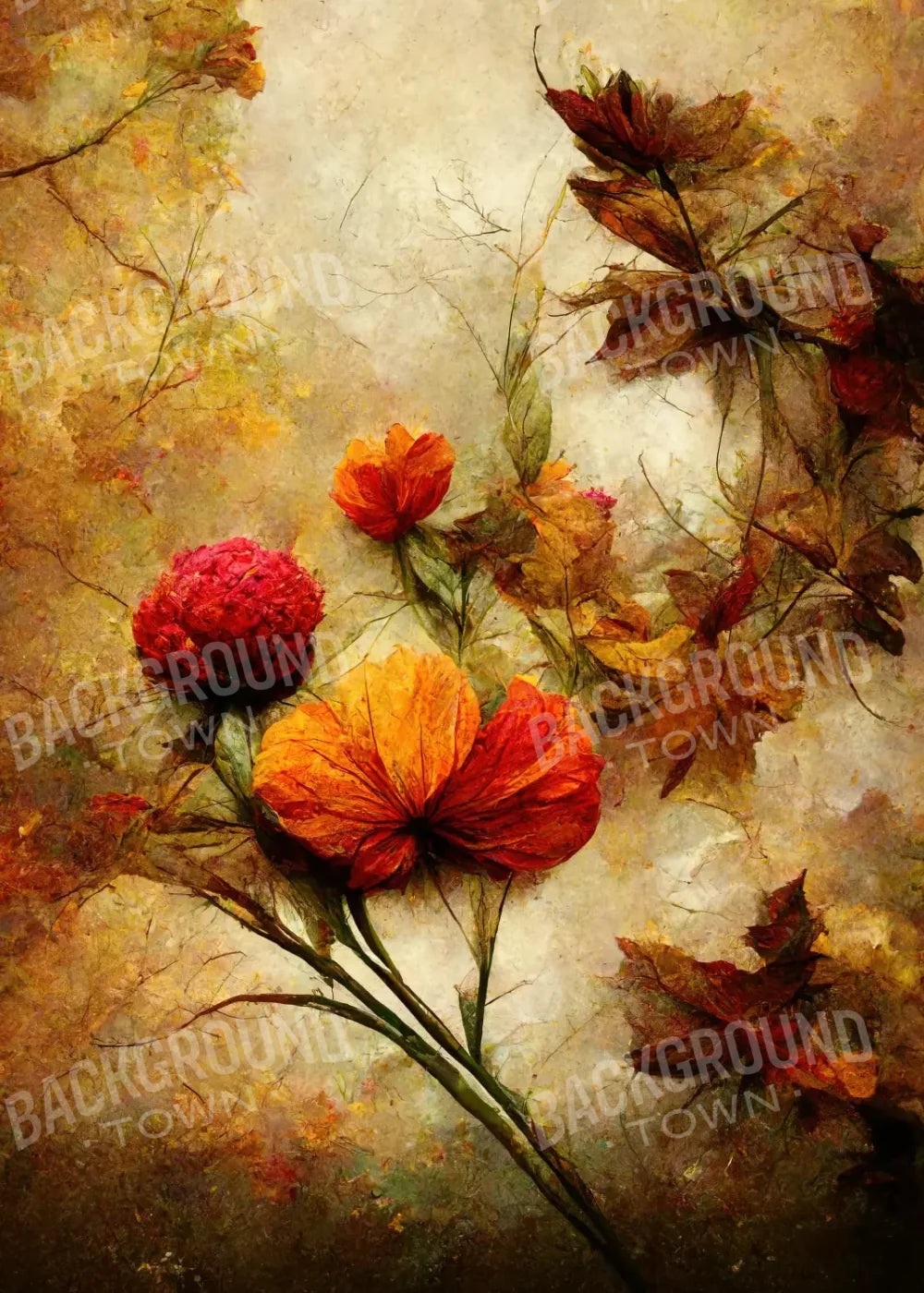 Autumn Flowers 5’X7’ Ultracloth (60 X 84 Inch) Backdrop
