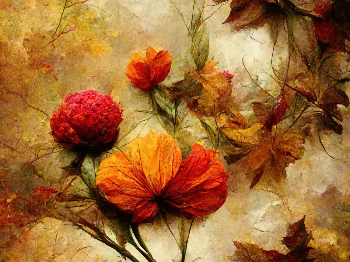 Autumn Flowers 6’8X5’ Fleece (80 X 60 Inch) Backdrop