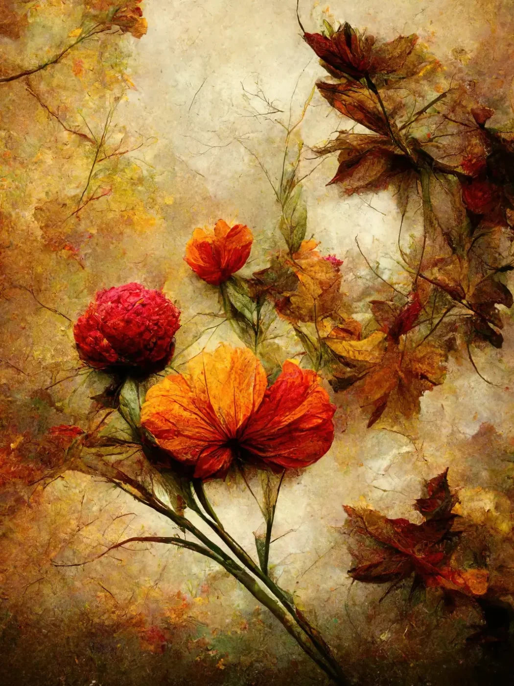 Autumn Flowers 6’X8’ Fleece (72 X 96 Inch) Backdrop