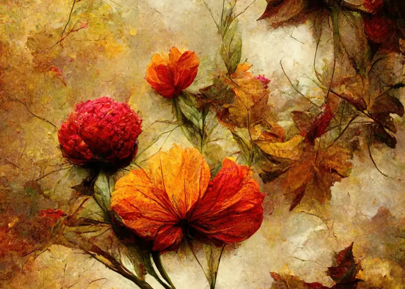 Autumn Flowers 7’X5’ Ultracloth (84 X 60 Inch) Backdrop