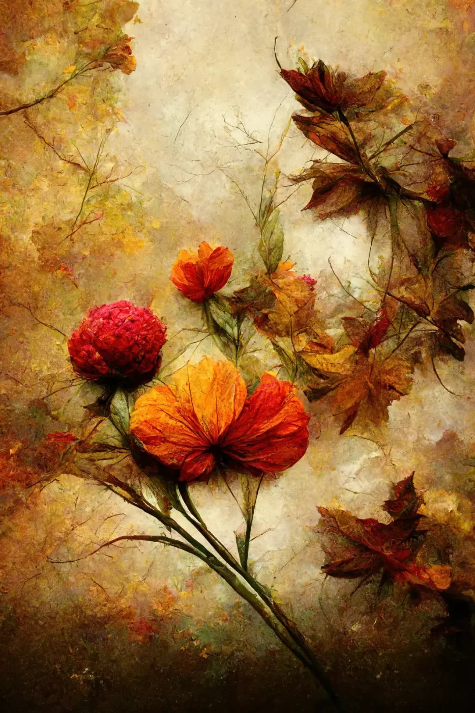 Autumn Flowers 8’X12’ Ultracloth (96 X 144 Inch) Backdrop