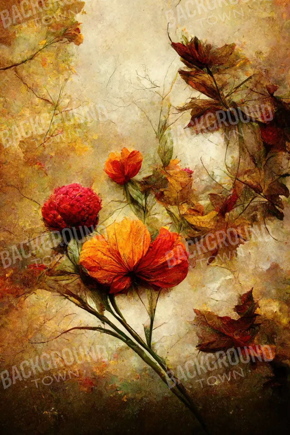 Autumn Flowers 8’X12’ Ultracloth (96 X 144 Inch) Backdrop