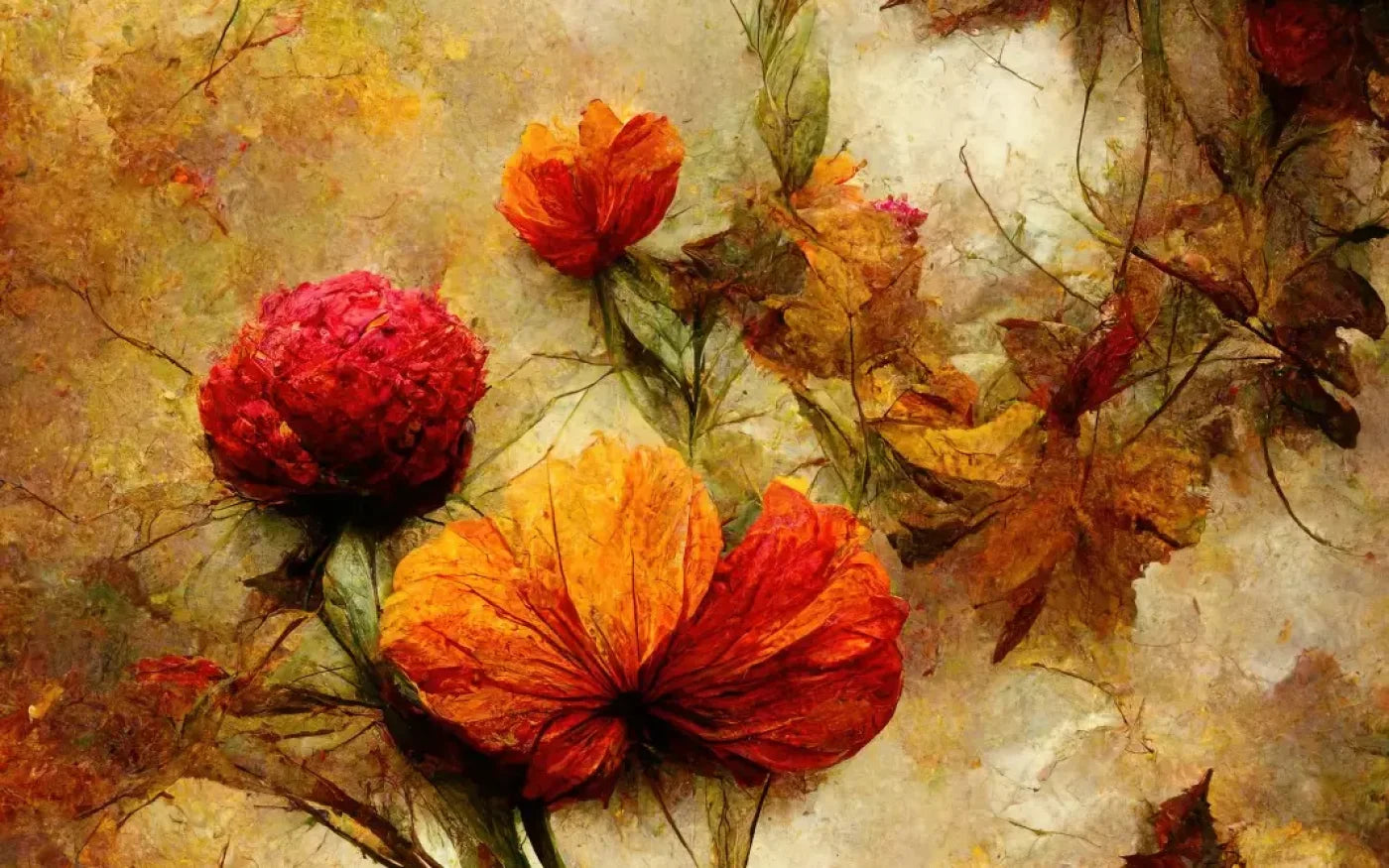 Autumn Flowers 8’X5’ Ultracloth (96 X 60 Inch) Backdrop