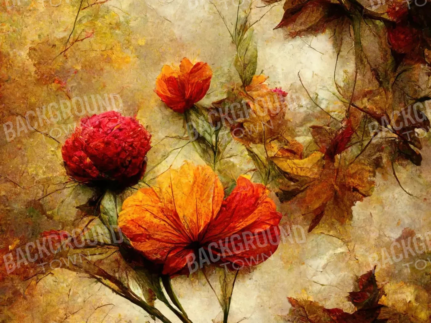 Autumn Flowers 8’X6’ Fleece (96 X 72 Inch) Backdrop