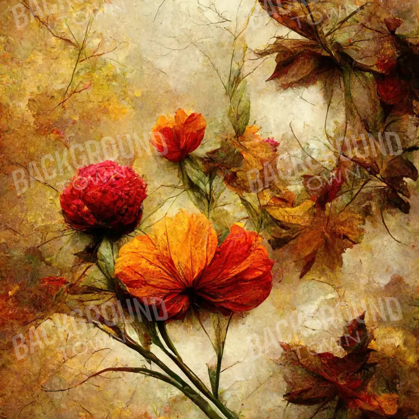Autumn Flowers 8’X8’ Fleece (96 X Inch) Backdrop