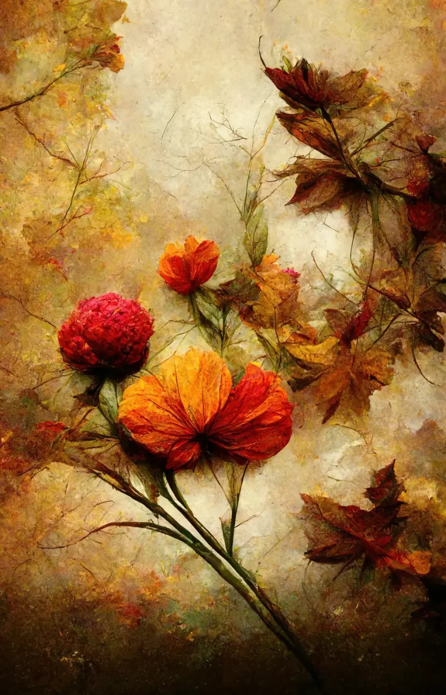 Autumn Flowers 9’X14’ Ultracloth (108 X 168 Inch) Backdrop