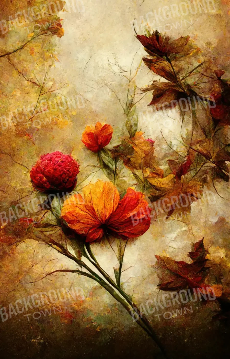 Autumn Flowers 9’X14’ Ultracloth (108 X 168 Inch) Backdrop