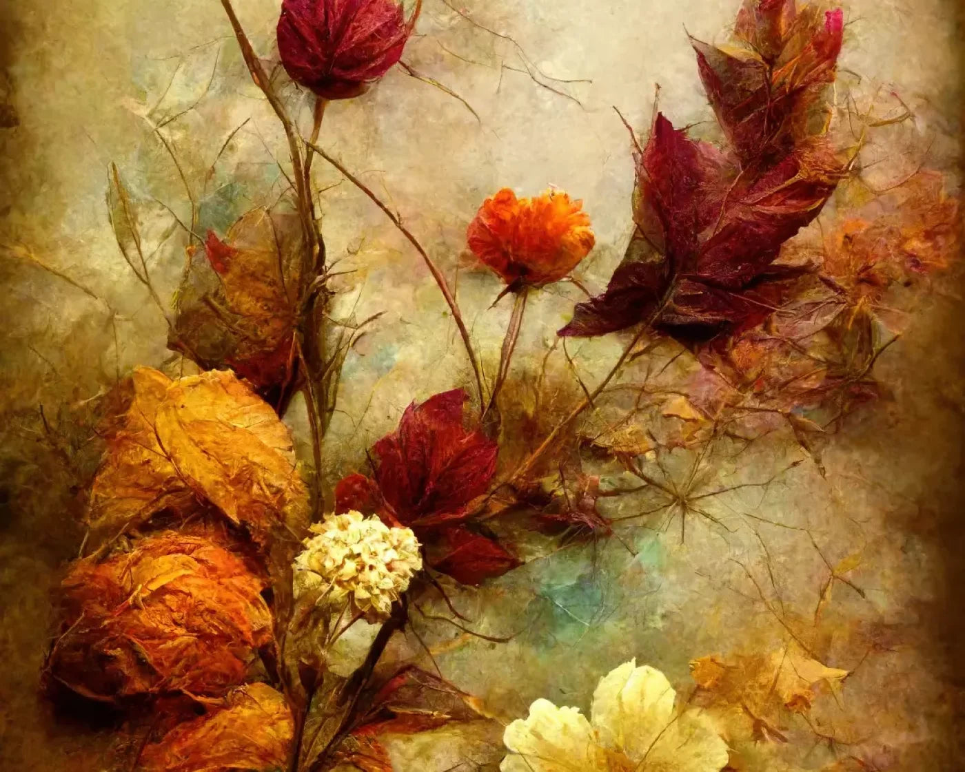 Autumn Flowers Ii 10’X8’ Fleece (120 X 96 Inch) Backdrop