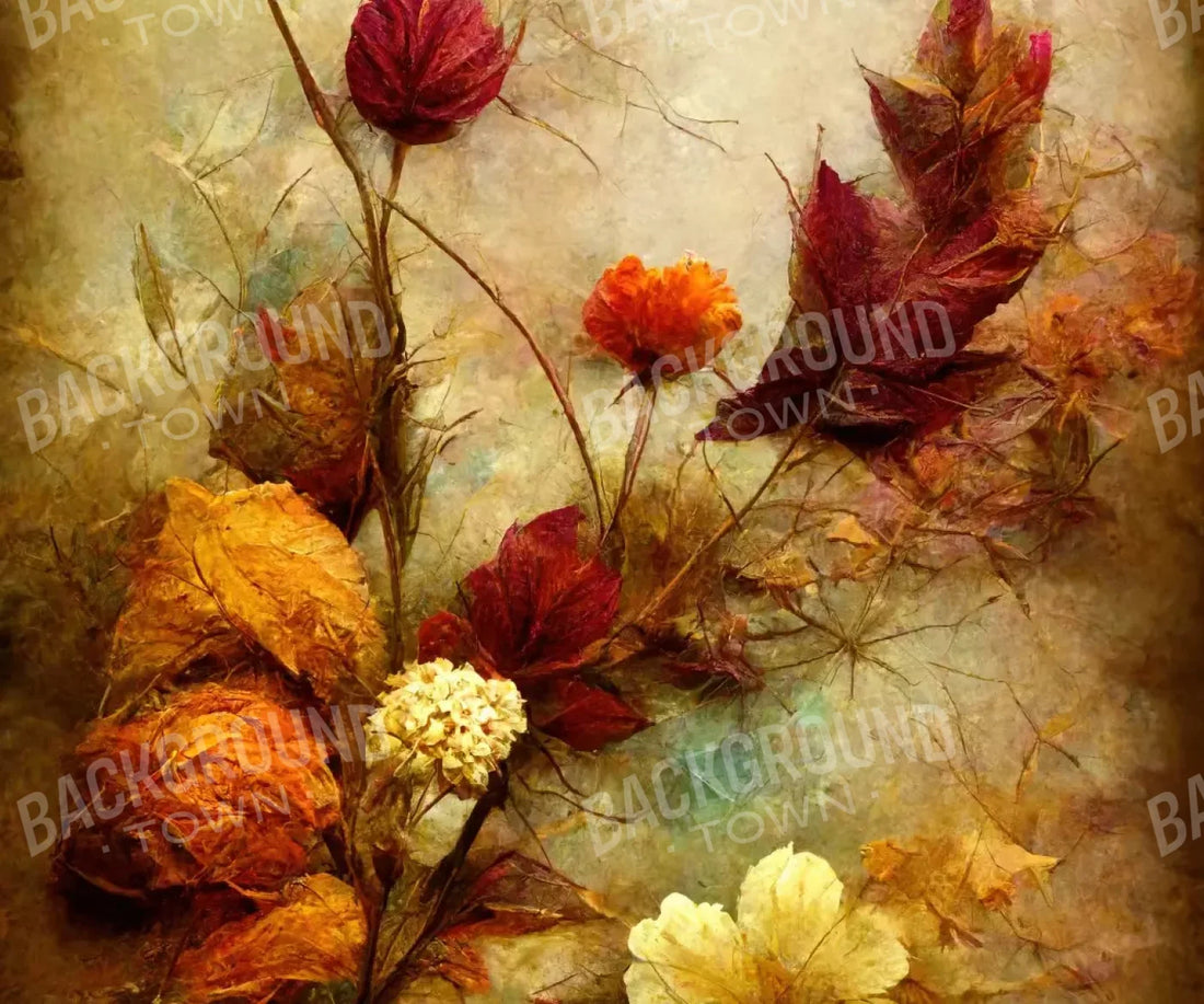 Autumn Flowers Ii 5’X4’2 Fleece (60 X 50 Inch) Backdrop