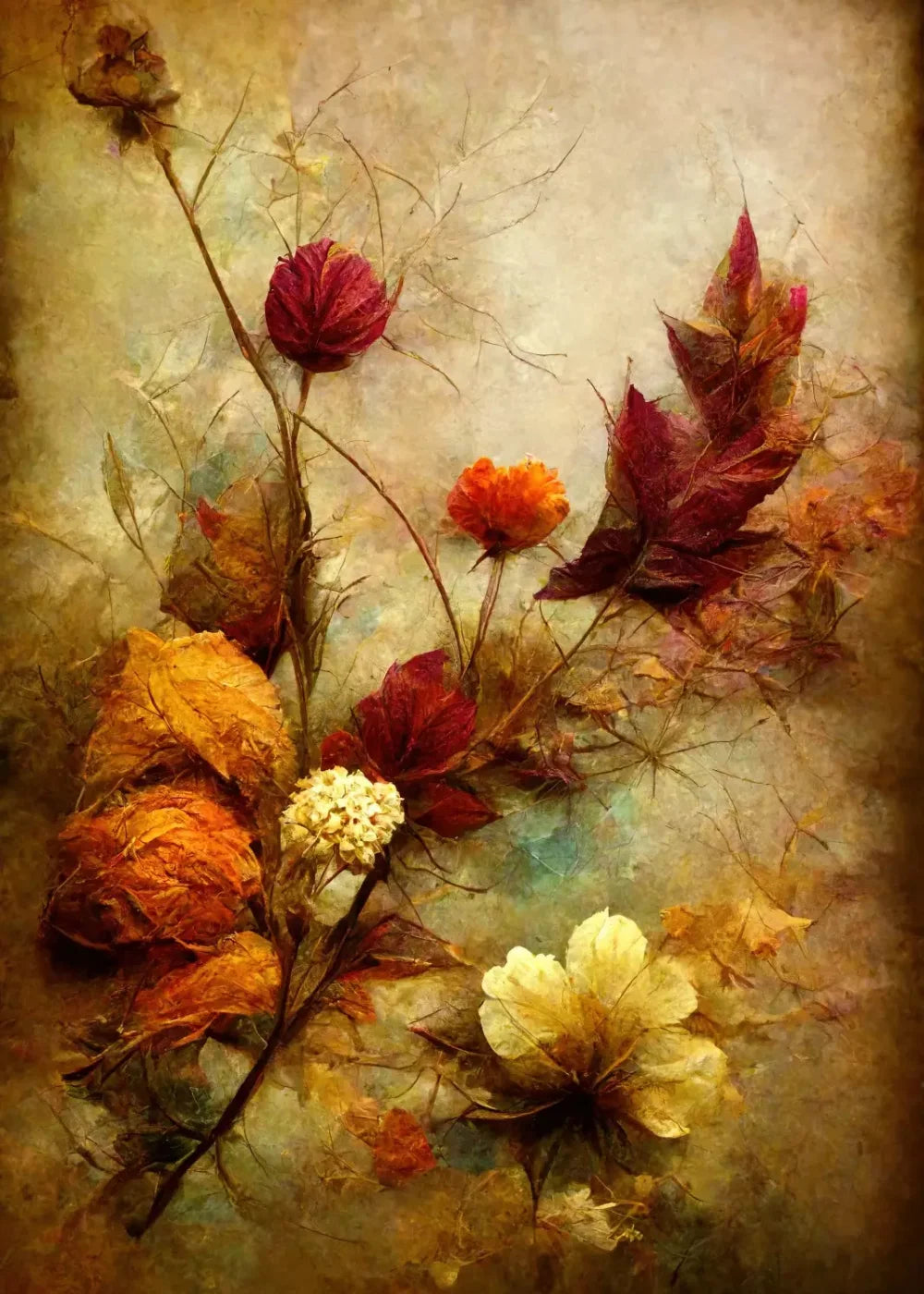 Autumn Flowers Ii 5’X7’ Ultracloth (60 X 84 Inch) Backdrop