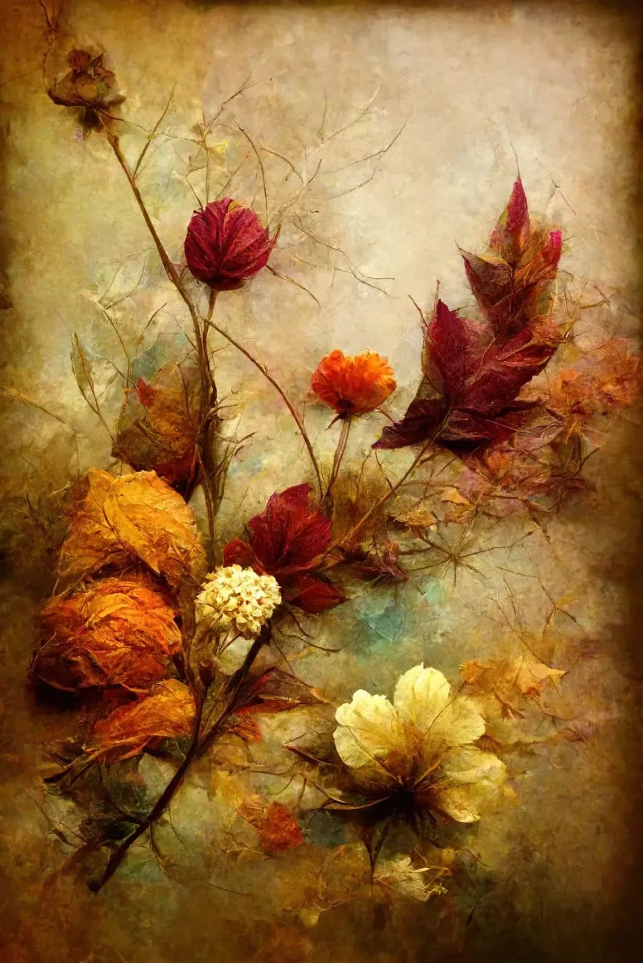 Autumn Flowers Ii 8’X12’ Ultracloth (96 X 144 Inch) Backdrop