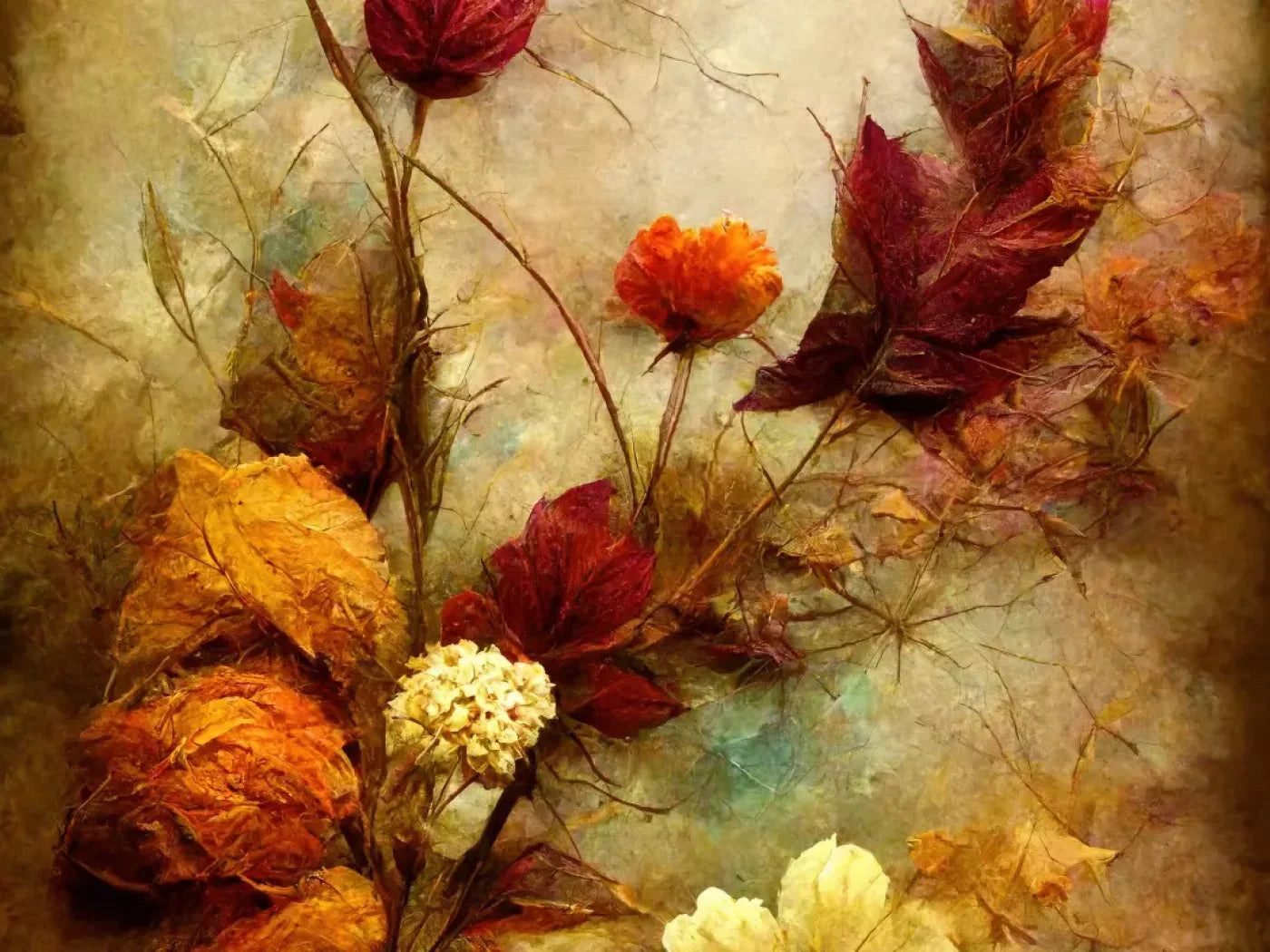 Autumn Flowers Ii 8’X6’ Fleece (96 X 72 Inch) Backdrop