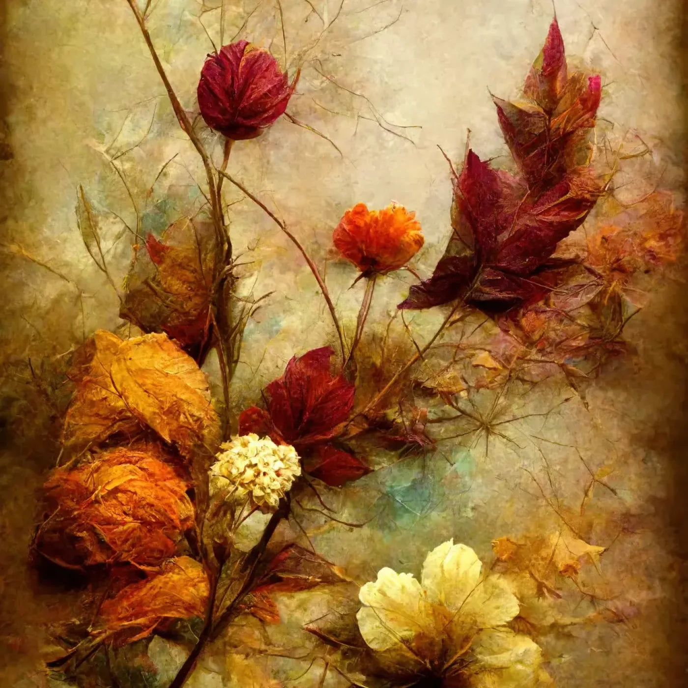 Autumn Flowers Ii 8’X8’ Fleece (96 X Inch) Backdrop