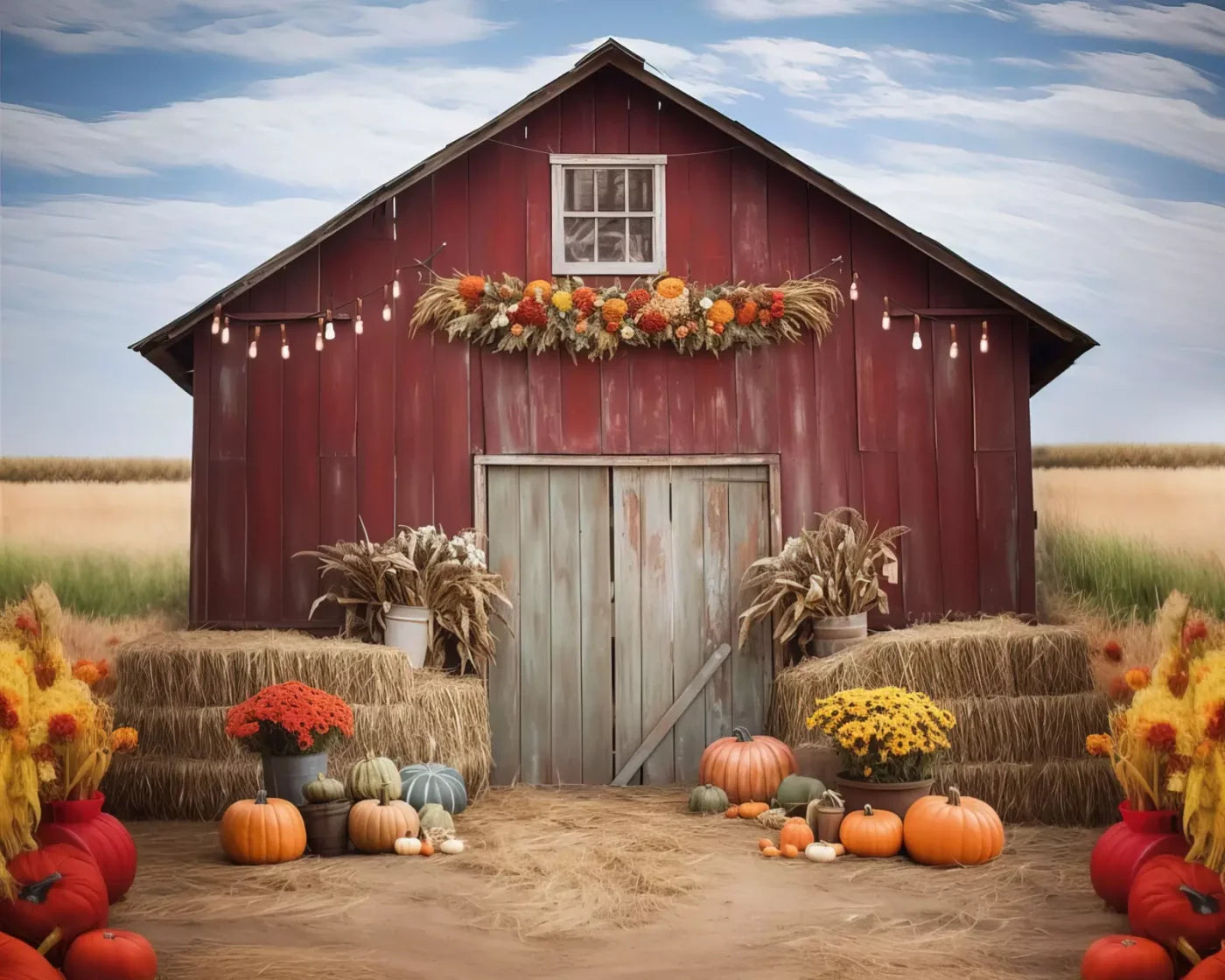 Autumn Hay Barn 10’X8’ Fleece (120 X 96 Inch) Backdrop