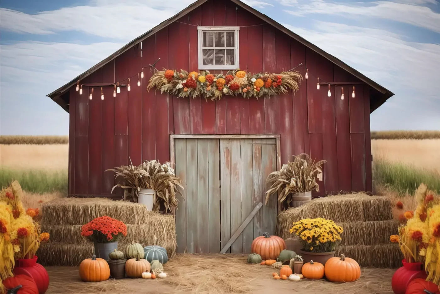 Autumn Hay Barn 12’X8’ Ultracloth (144 X 96 Inch) Backdrop