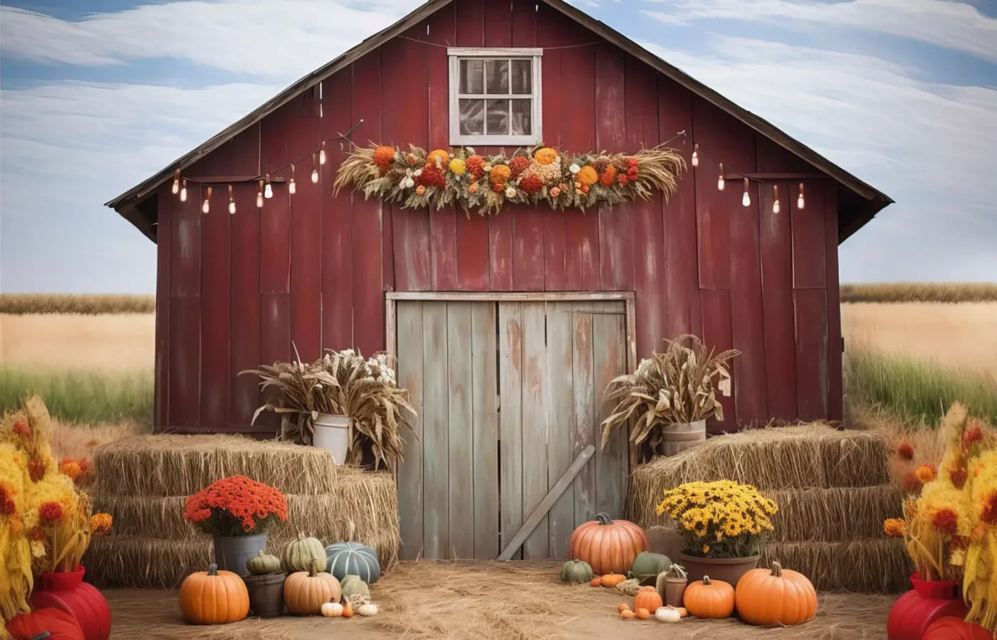 Autumn Hay Barn 14’X9’ Ultracloth (168 X 108 Inch) Backdrop