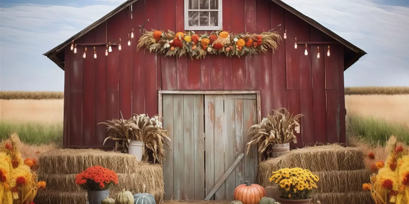 Autumn Hay Barn 20’X10’ Ultracloth (240 X 120 Inch) Backdrop