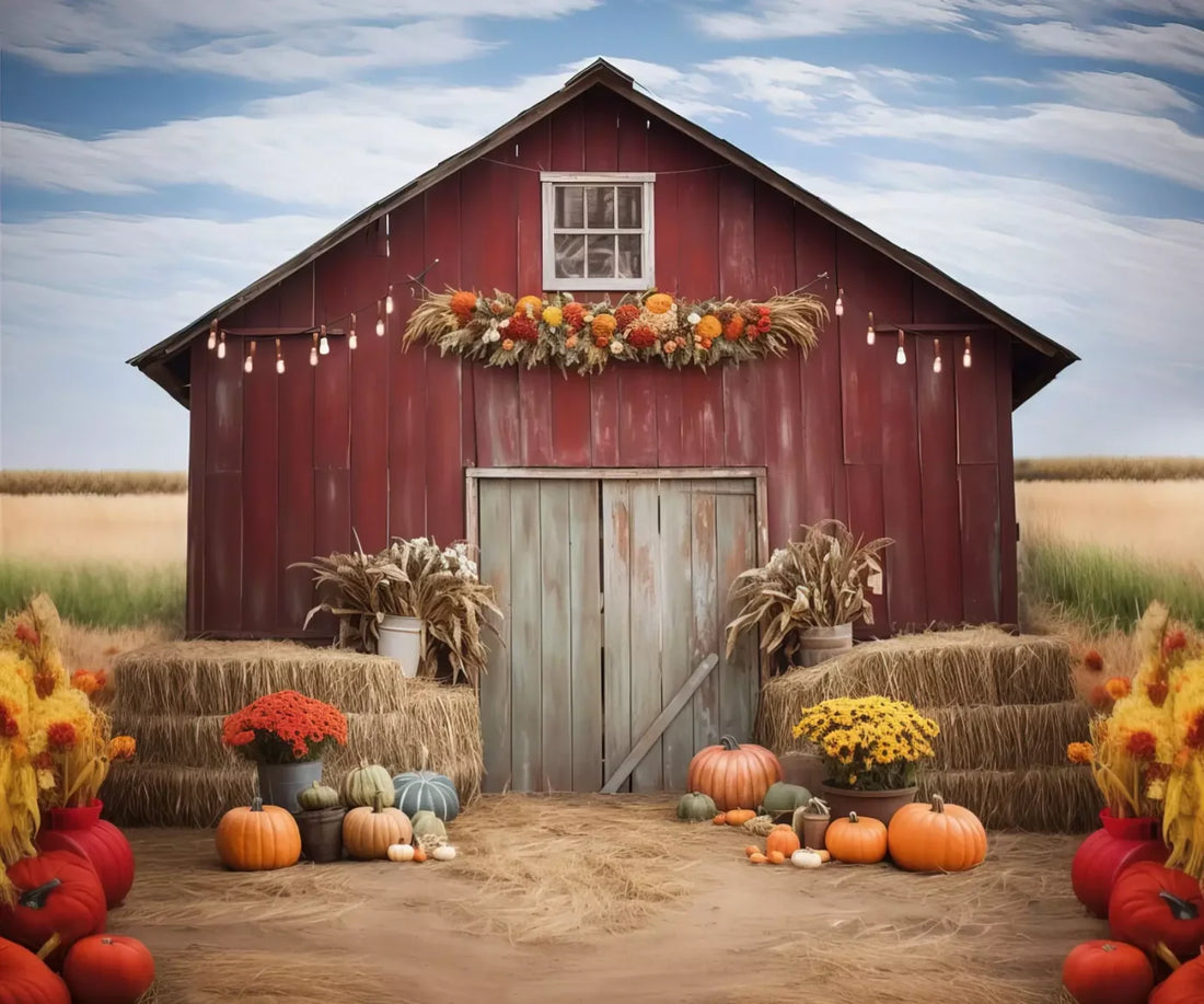 Autumn Hay Barn 5’X4’2 Fleece (60 X 50 Inch) Backdrop