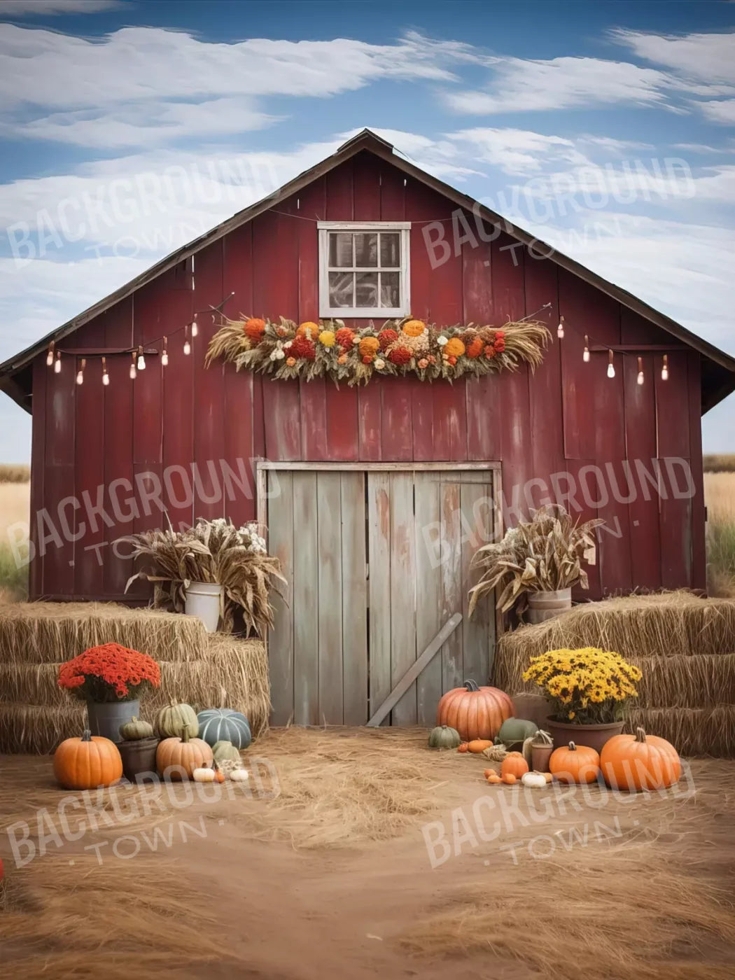 Autumn Hay Barn 6’X8’ Fleece (72 X 96 Inch) Backdrop