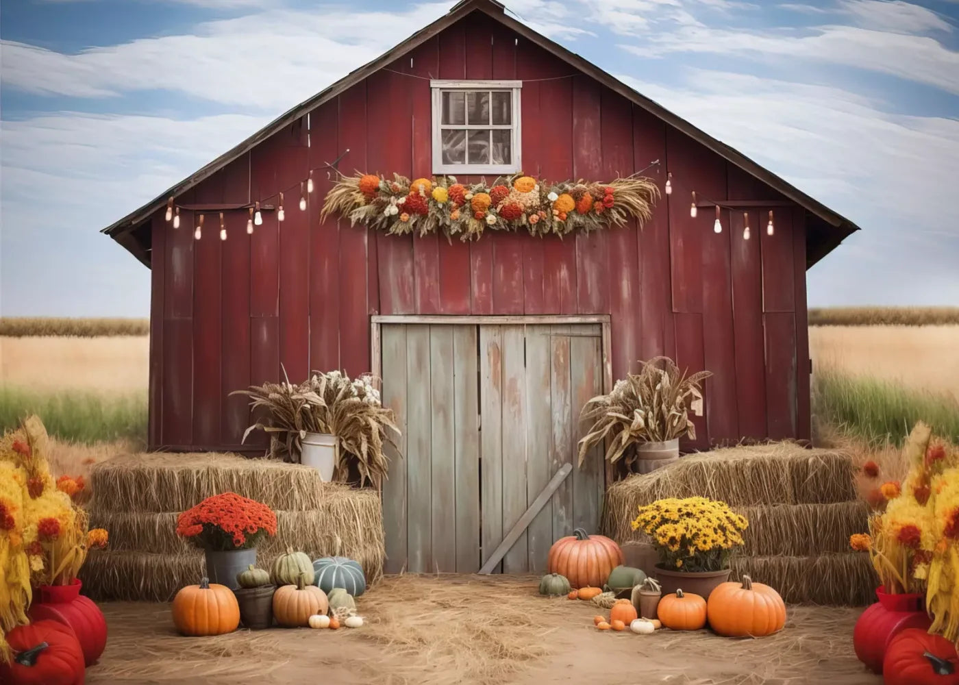 Autumn Hay Barn 7’X5’ Ultracloth (84 X 60 Inch) Backdrop
