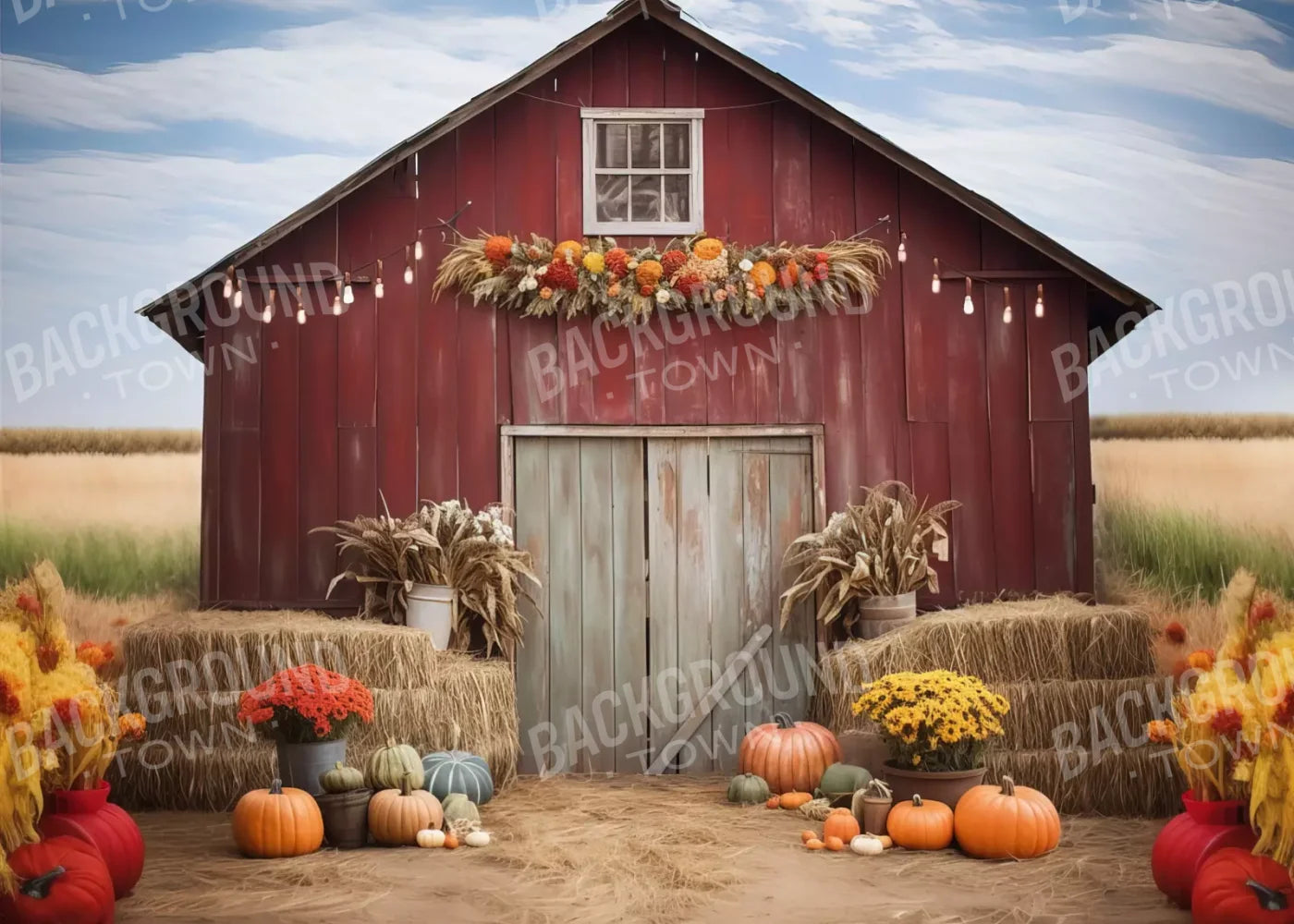 Autumn Hay Barn 7’X5’ Ultracloth (84 X 60 Inch) Backdrop