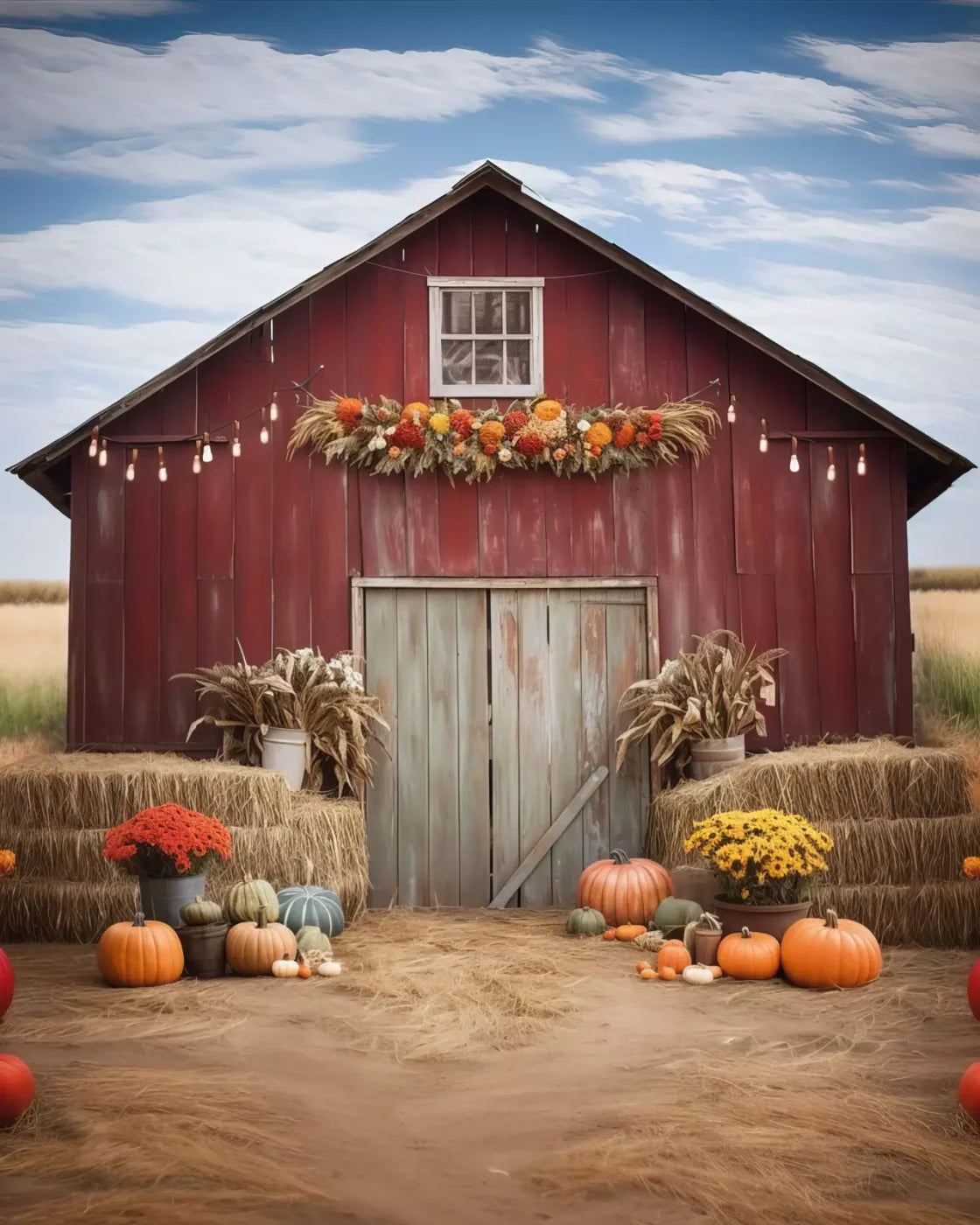 Autumn Hay Barn 8’X10’ Fleece (96 X 120 Inch) Backdrop