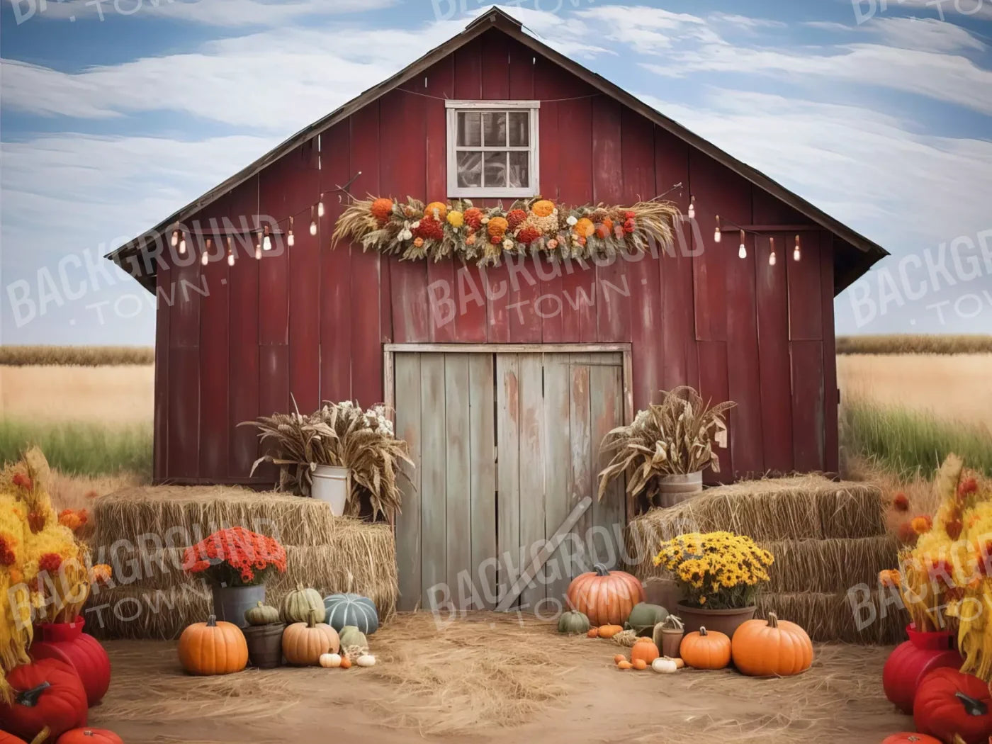 Autumn Hay Barn 8’X6’ Fleece (96 X 72 Inch) Backdrop