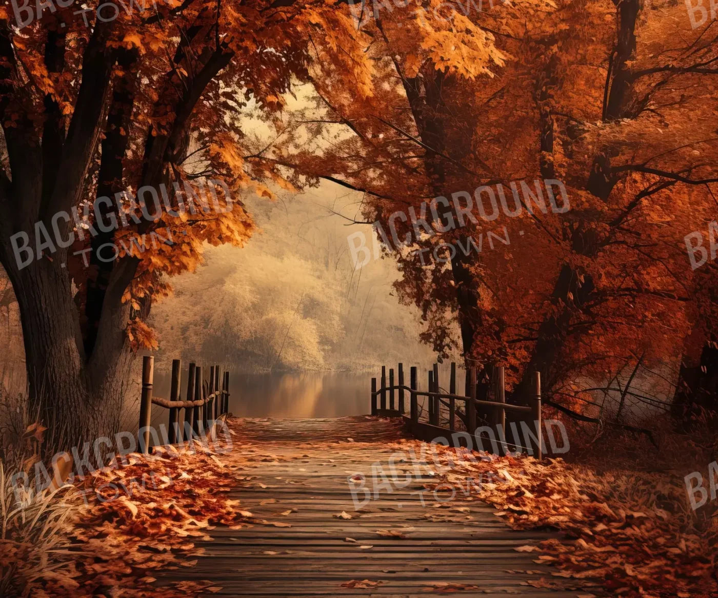 Autumn Lake Path Ii 12’X10’ Ultracloth (144 X 120 Inch) Backdrop