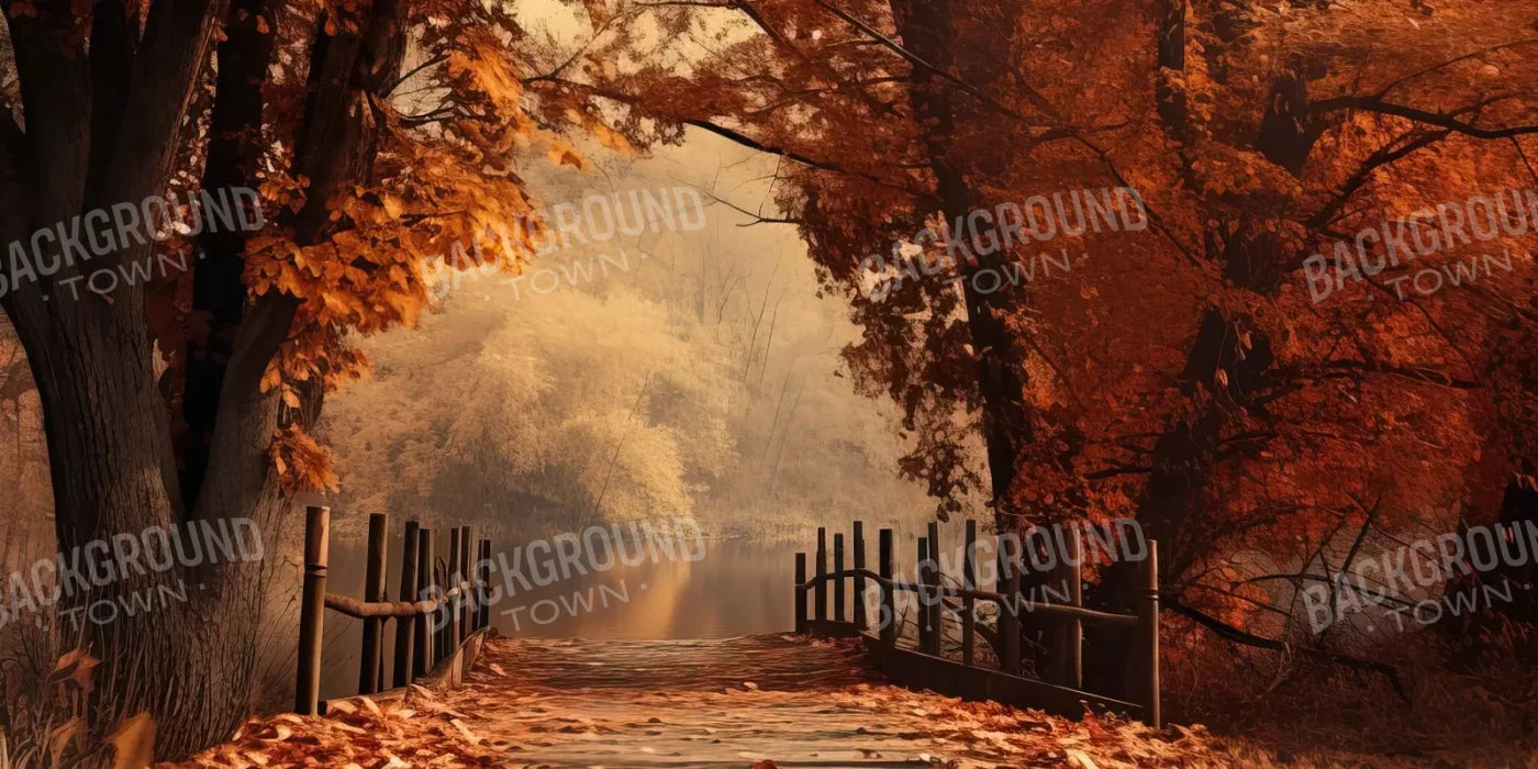 Autumn Lake Path Ii 20’X10’ Ultracloth (240 X 120 Inch) Backdrop