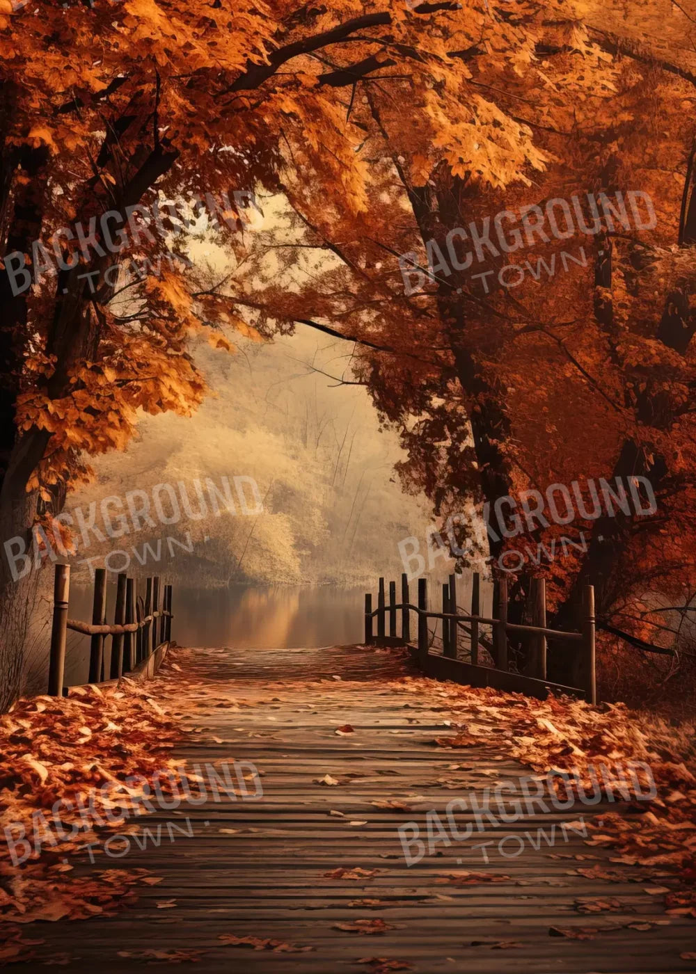 Autumn Lake Path Ii 5’X7’ Ultracloth (60 X 84 Inch) Backdrop