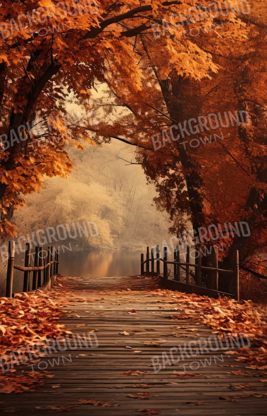 Autumn Lake Path Ii 9’X14’ Ultracloth (108 X 168 Inch) Backdrop