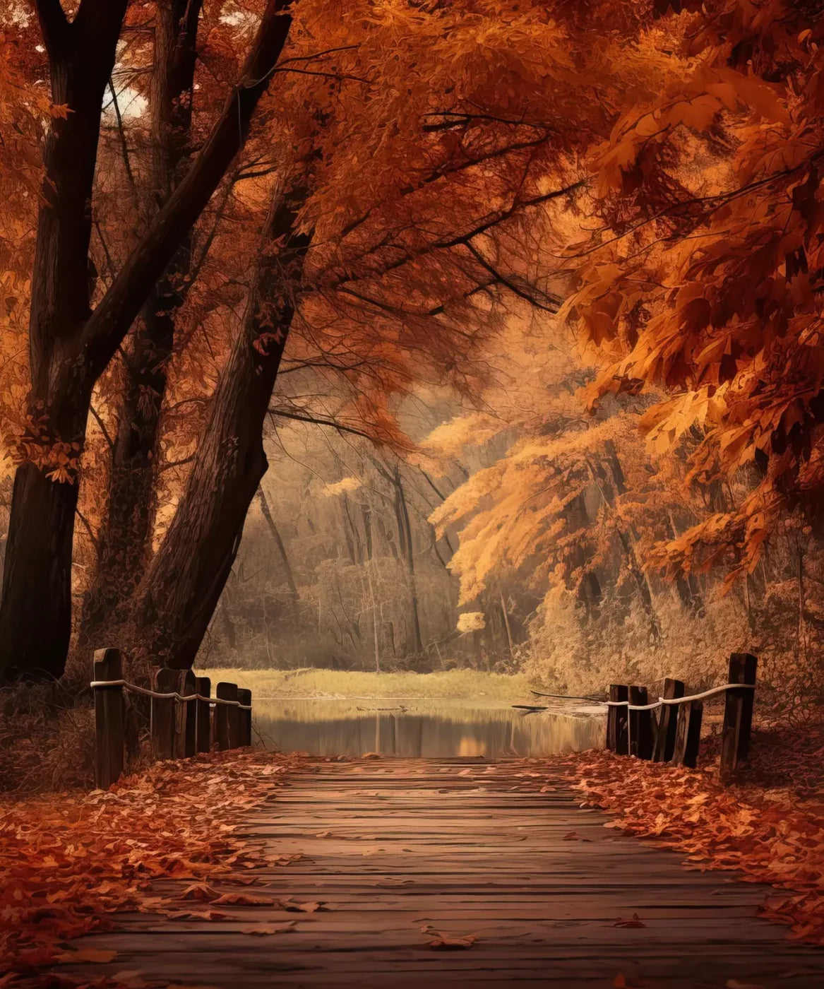 Autumn Lake Path Iii 10’X12’ Ultracloth (120 X 144 Inch) Backdrop