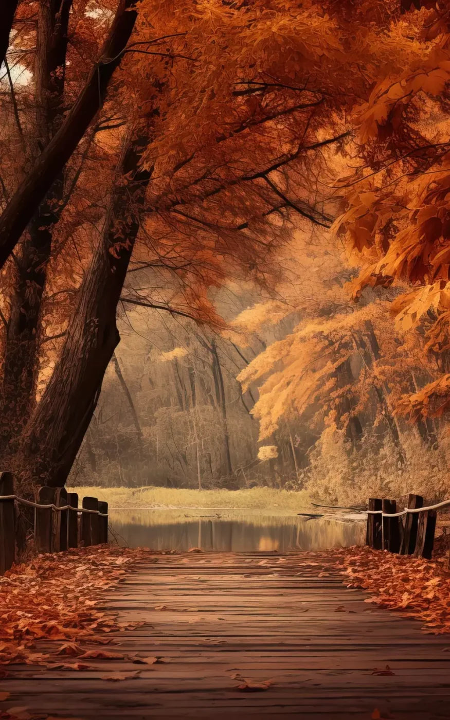Autumn Lake Path Iii 10’X16’ Ultracloth (120 X 192 Inch) Backdrop
