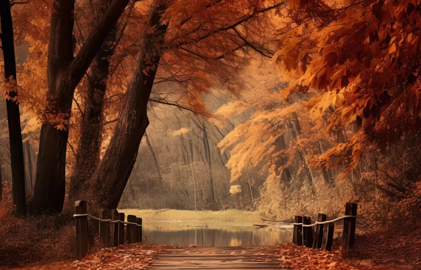 Autumn Lake Path Iii 14’X9’ Ultracloth (168 X 108 Inch) Backdrop