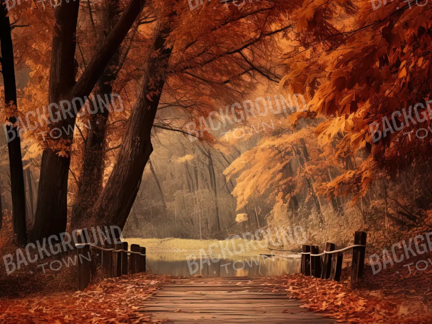 Autumn Lake Path Iii 6’8X5’ Fleece (80 X 60 Inch) Backdrop
