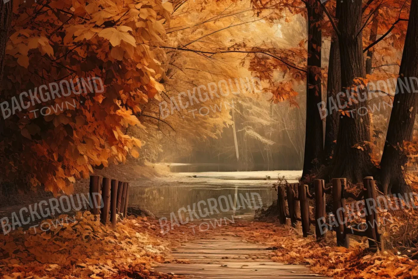 Autumn Lake Path Iv 12’X8’ Ultracloth (144 X 96 Inch) Backdrop