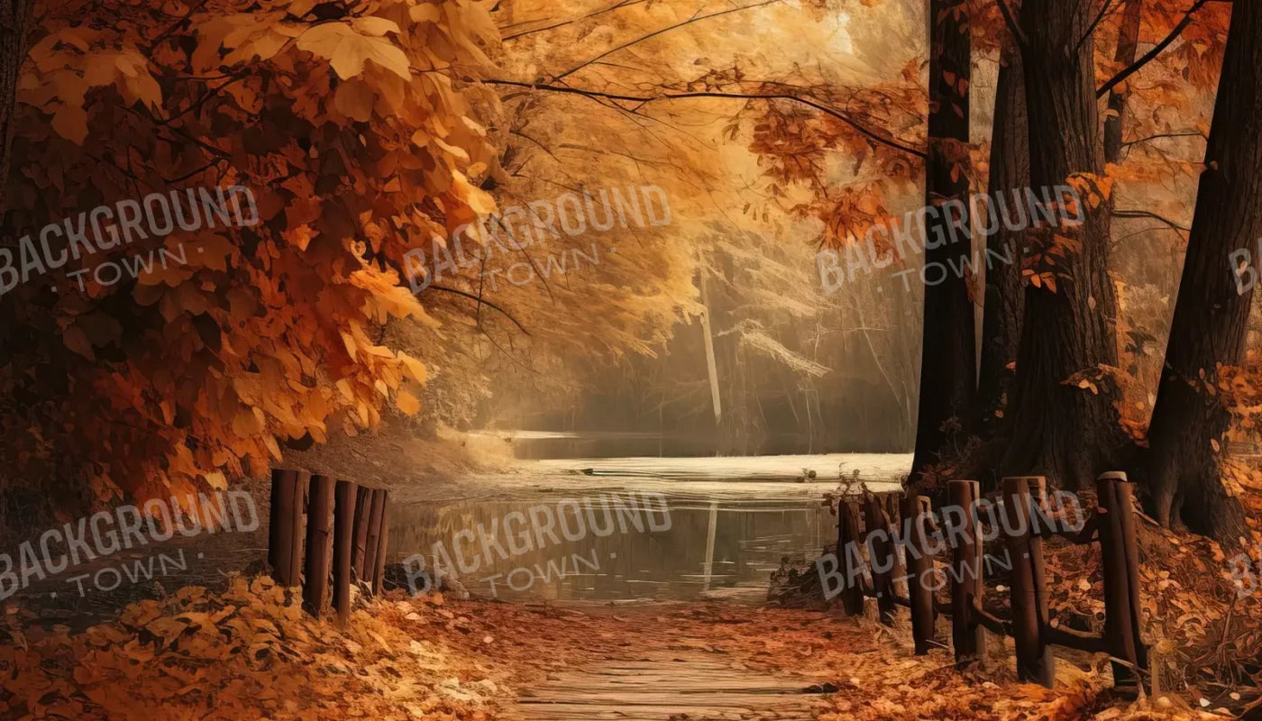 Autumn Lake Path Iv 14’X8’ Ultracloth (168 X 96 Inch) Backdrop