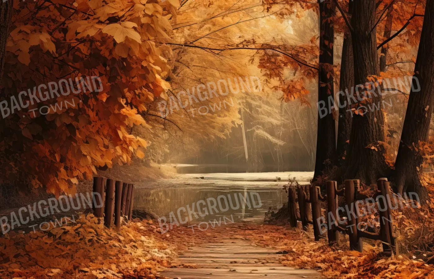 Autumn Lake Path Iv 14’X9’ Ultracloth (168 X 108 Inch) Backdrop