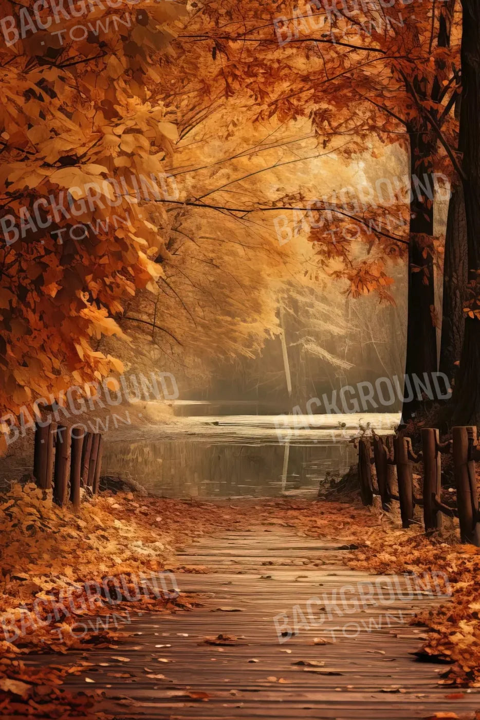 Autumn Lake Path Iv 8’X12’ Ultracloth (96 X 144 Inch) Backdrop